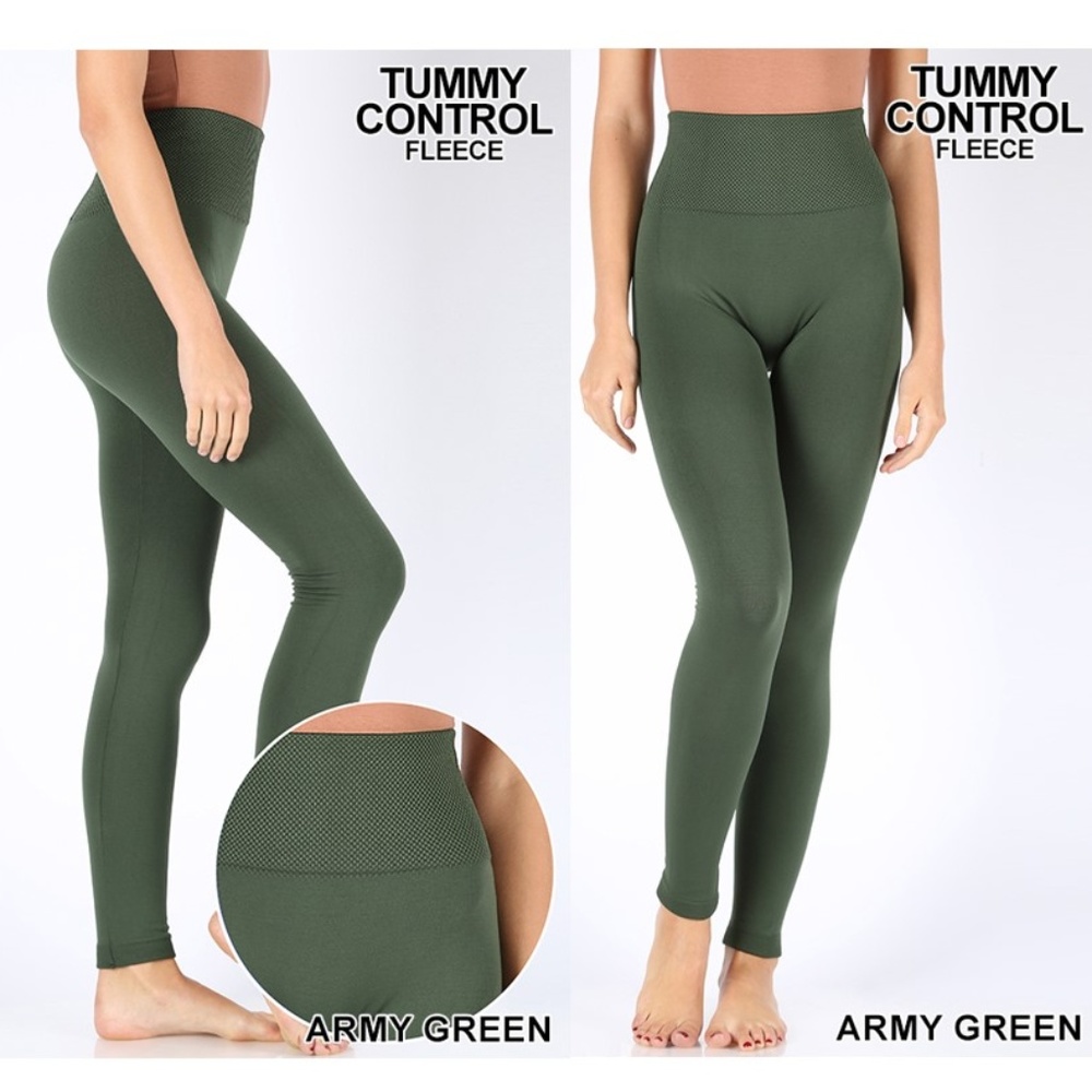 NEW! Army Green Fleece Lined Leggings